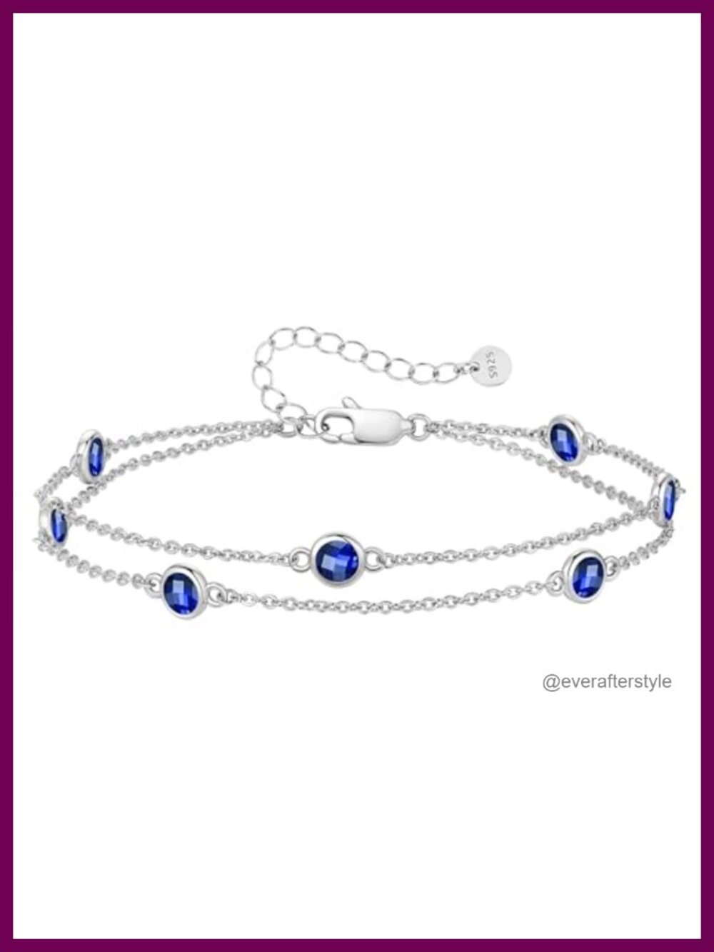 Double Layer Sterling Silver Birthstone Bracelet Fine Jewelry Gift for Women